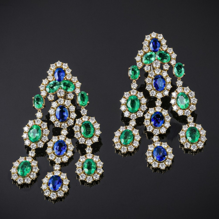 Ileana, Coloured gem and diamond earrings